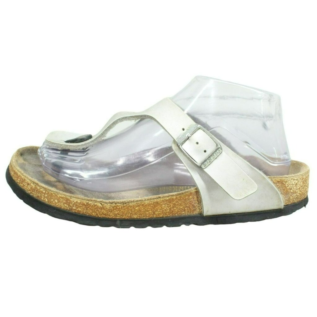 Birkenstock Gizeh Sliver Leather Slip On Birko Flor Thong Sandals Size 8